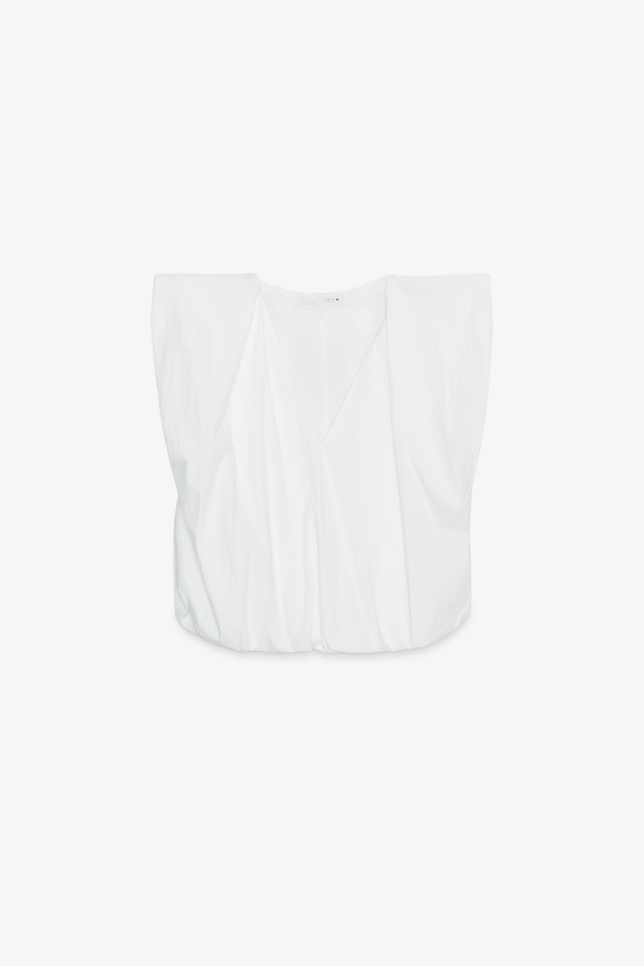 ZW COLLECTION BALLOON POPLIN TOP | Zara US
