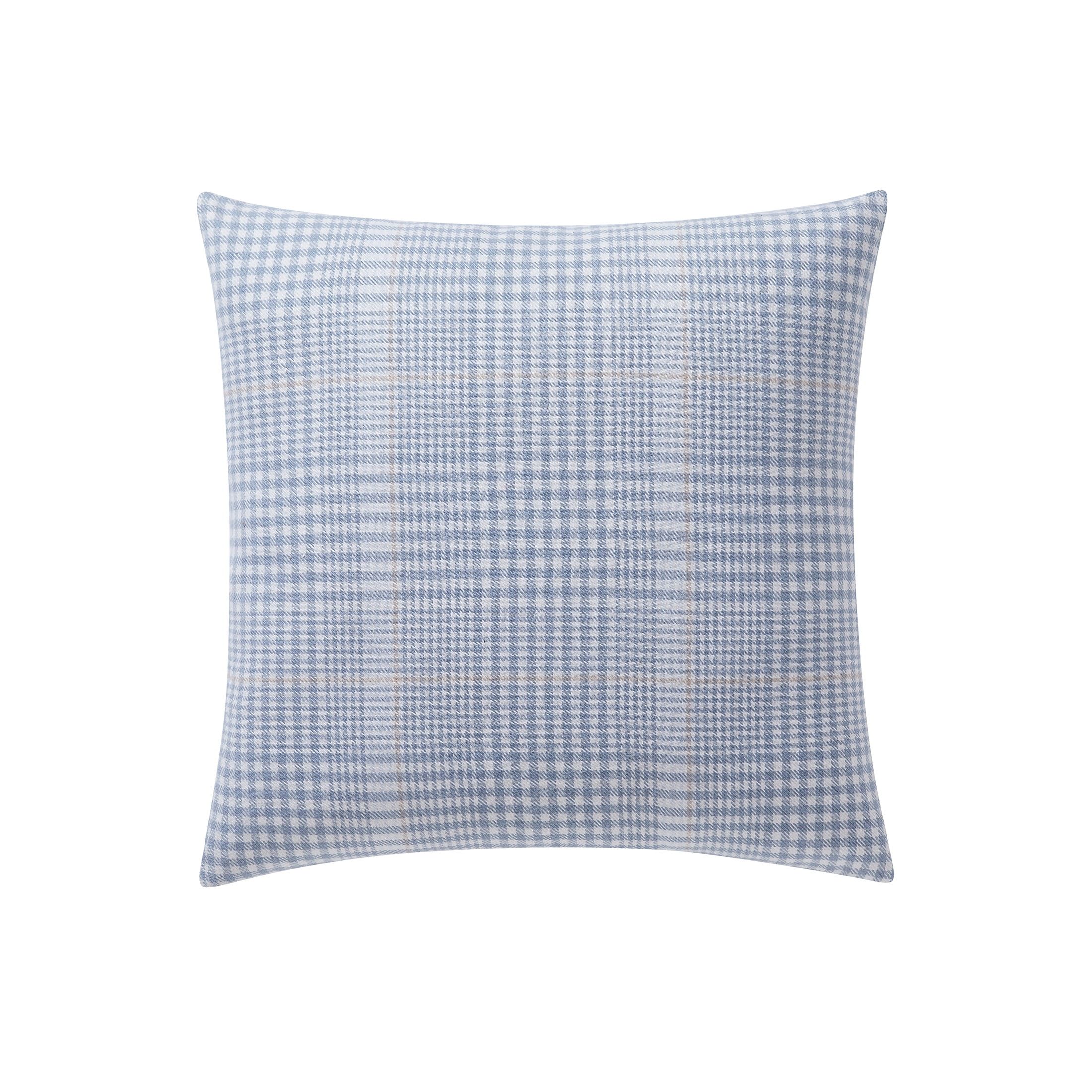My Texas House 20" x 20" Bowie Blue Plaid Stripe Reversible Cotton-Rich Decorative Pillow | Walmart (US)