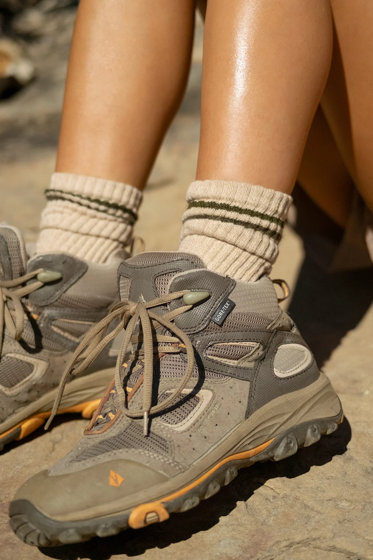 Hiker Stripe Sock - Oat & Olive | Joah Brown