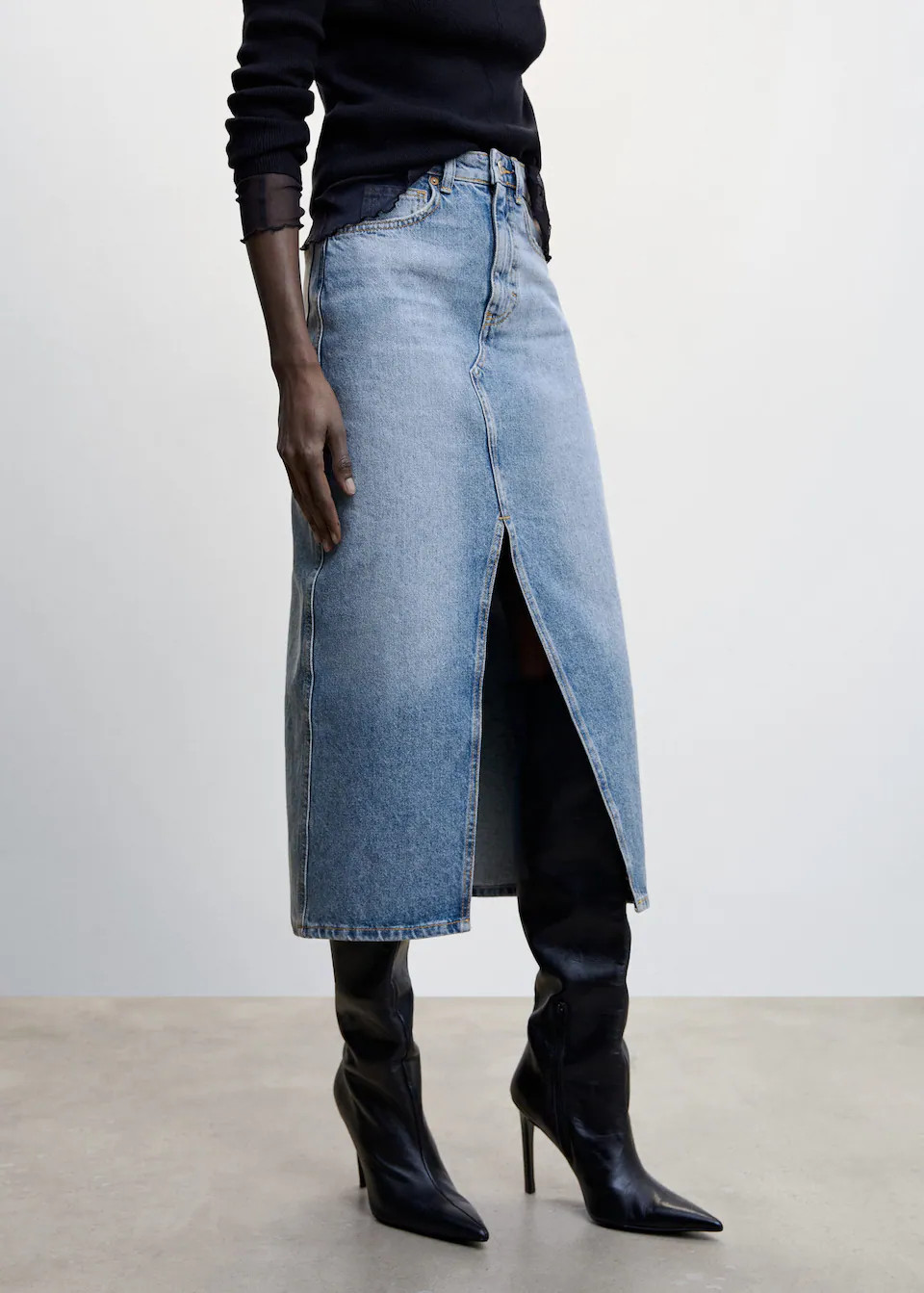 Midi denim skirt | MANGO (US)
