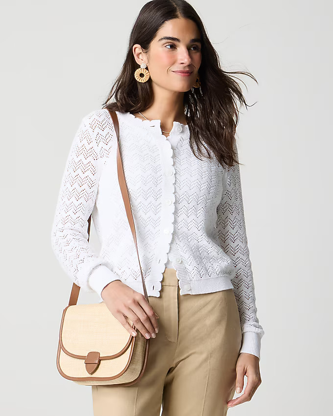 Scalloped pointelle cardigan sweater | J.Crew Factory