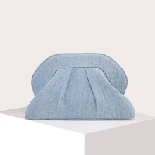 Blue Ruched Bag Denim Fashionable Clutch Bag | SHEIN