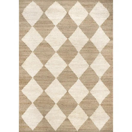 Arvin Olano Louie Diamond Checkerboard Jute Area Rug | Wayfair North America