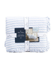 Linen Blend Striped Ruffled Edge Quilt | TJ Maxx
