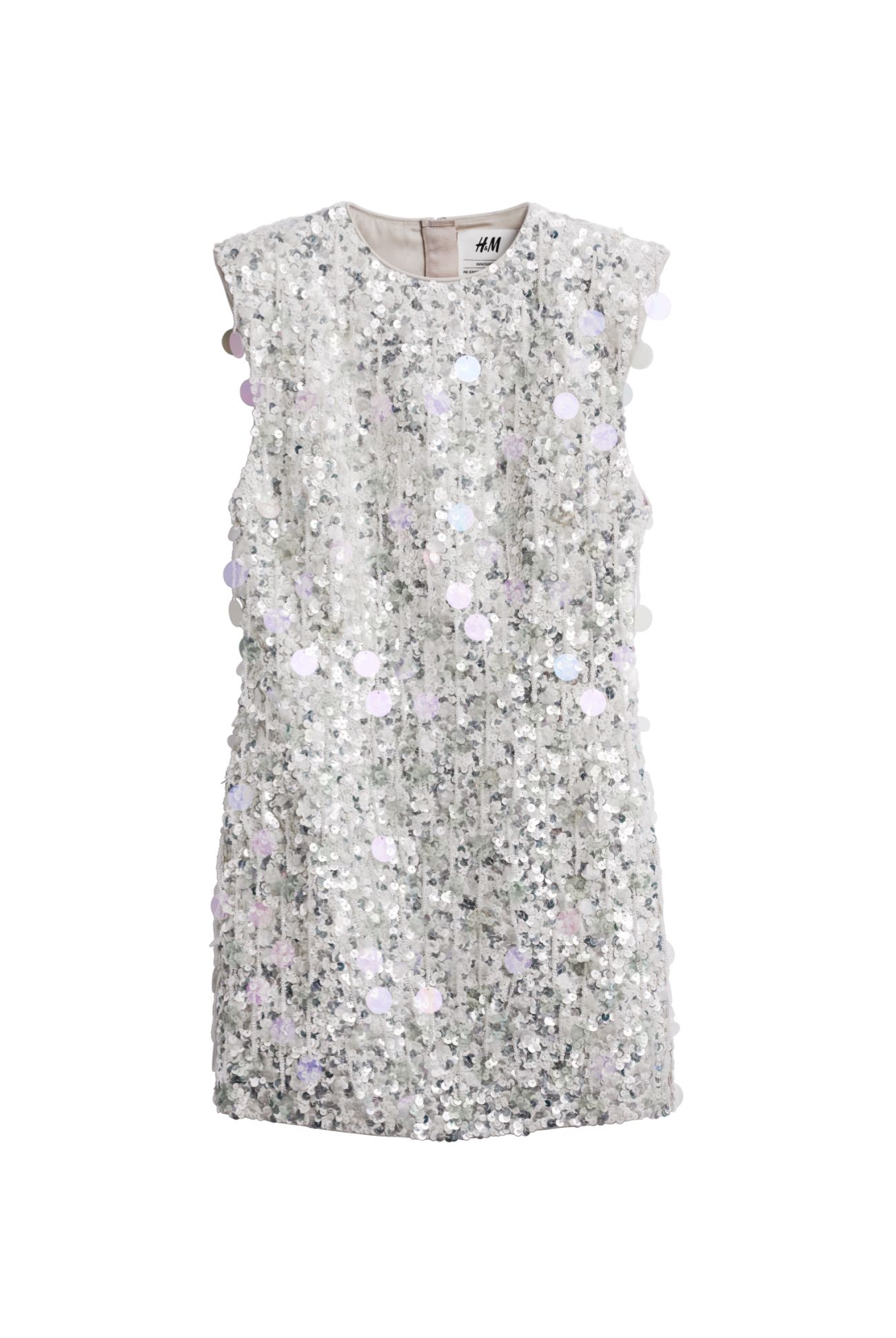 Mini-jurk van linnenmix met pailletten | H&M (DE, AT, CH, DK, NL, NO, FI)