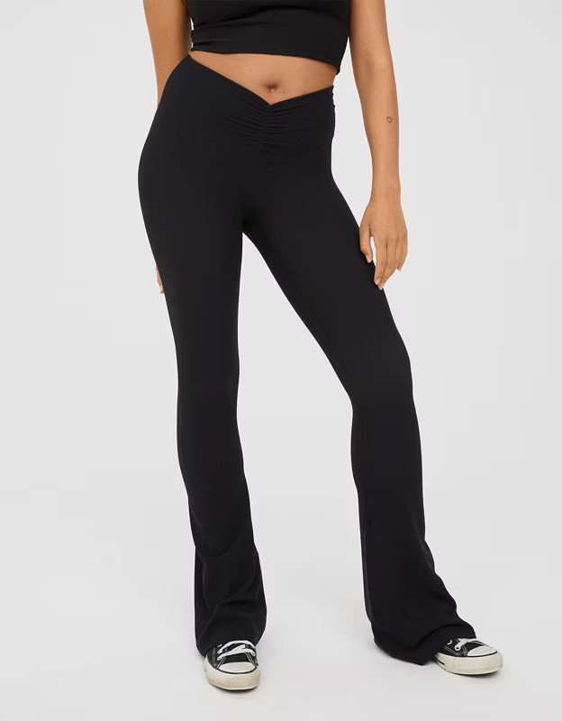 OFFLINE By Aerie Real Me Waffle High Waisted Ruched Flare Legging | Aerie
