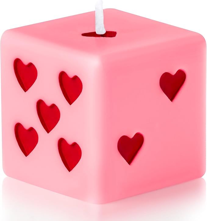 6sisc Pink Red Heart Dice Candle Danish Pastel Room Decor Aesthetic Pine Fragrance Natural Soy Wa... | Amazon (US)