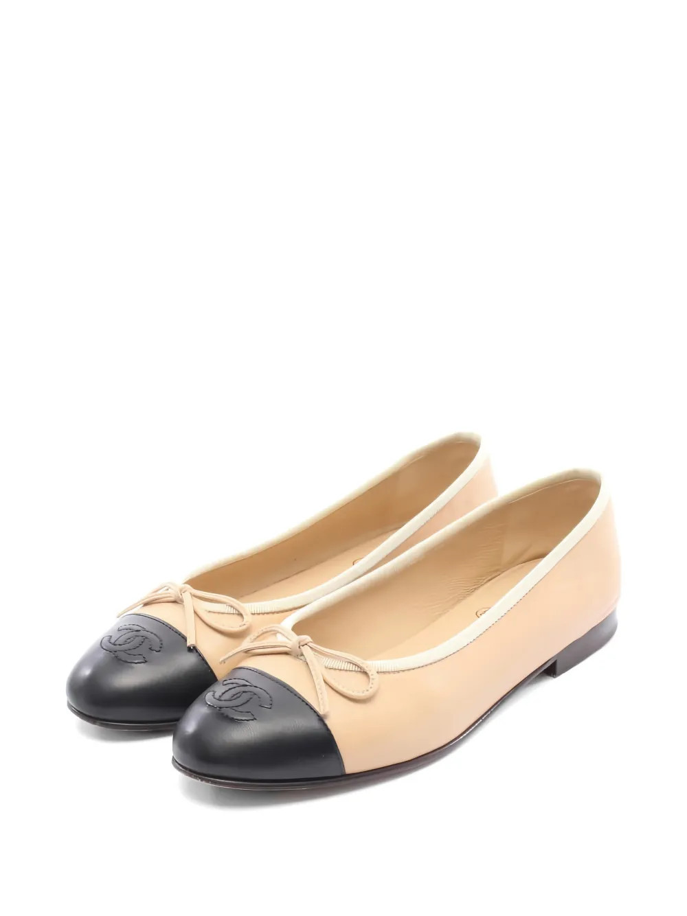 CHANEL Pre-Owned 1986 leather ballet shoes - Neutrals | Farfetch Global
