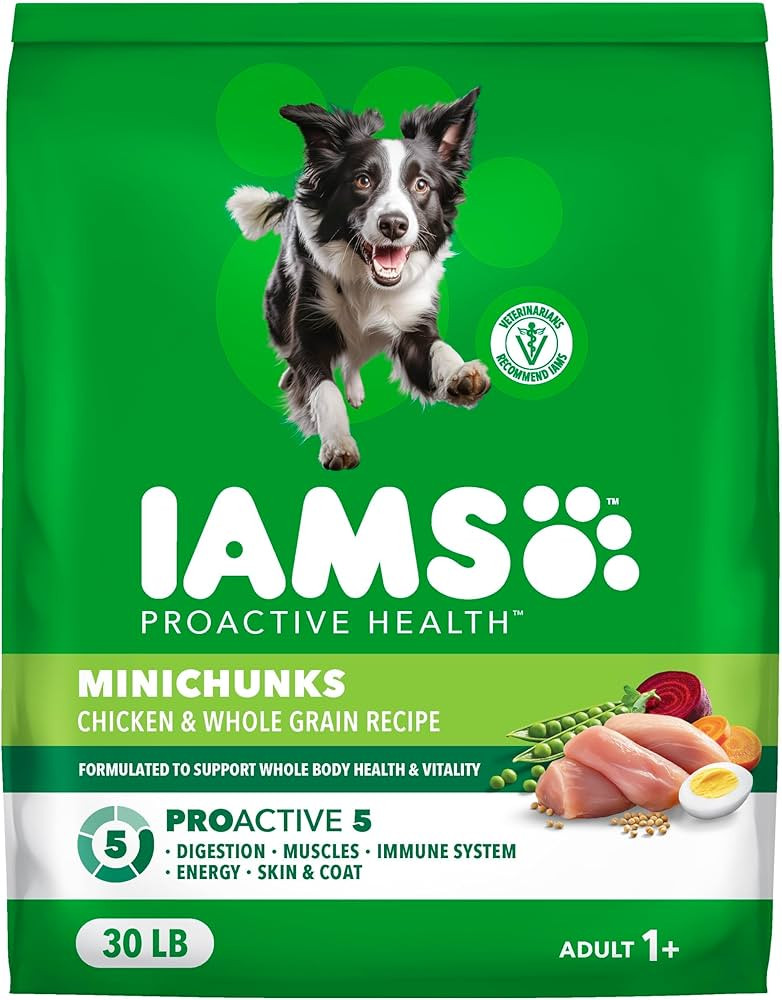 IAMS Proactive Health Adult Minichunks Premium Dry Dog Food, Adult Dog Food Dry Recipe, 30 lb. Ba... | Amazon (US)