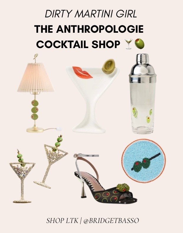 Entering my dirty martini girl era 🍸🫒 These Anthropologie cocktail finds, from olive-themed glassware and a martini shaker to playful home décor and party accessories. Are perfect for a chic bar cart or hostess gift.
#anthropologie #cocktailhour #martinigirl #barcartdecor #ltkfinds

#LTKgrwm #LTKootd