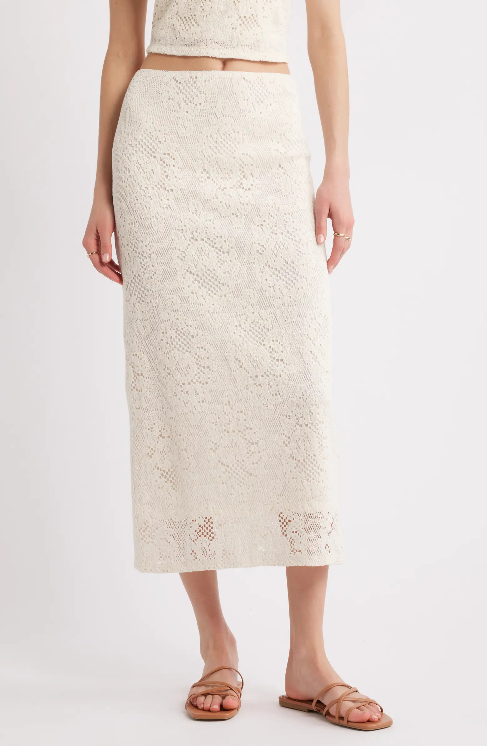 Open Edit Lace Midi Skirt | Nordstrom | Nordstrom