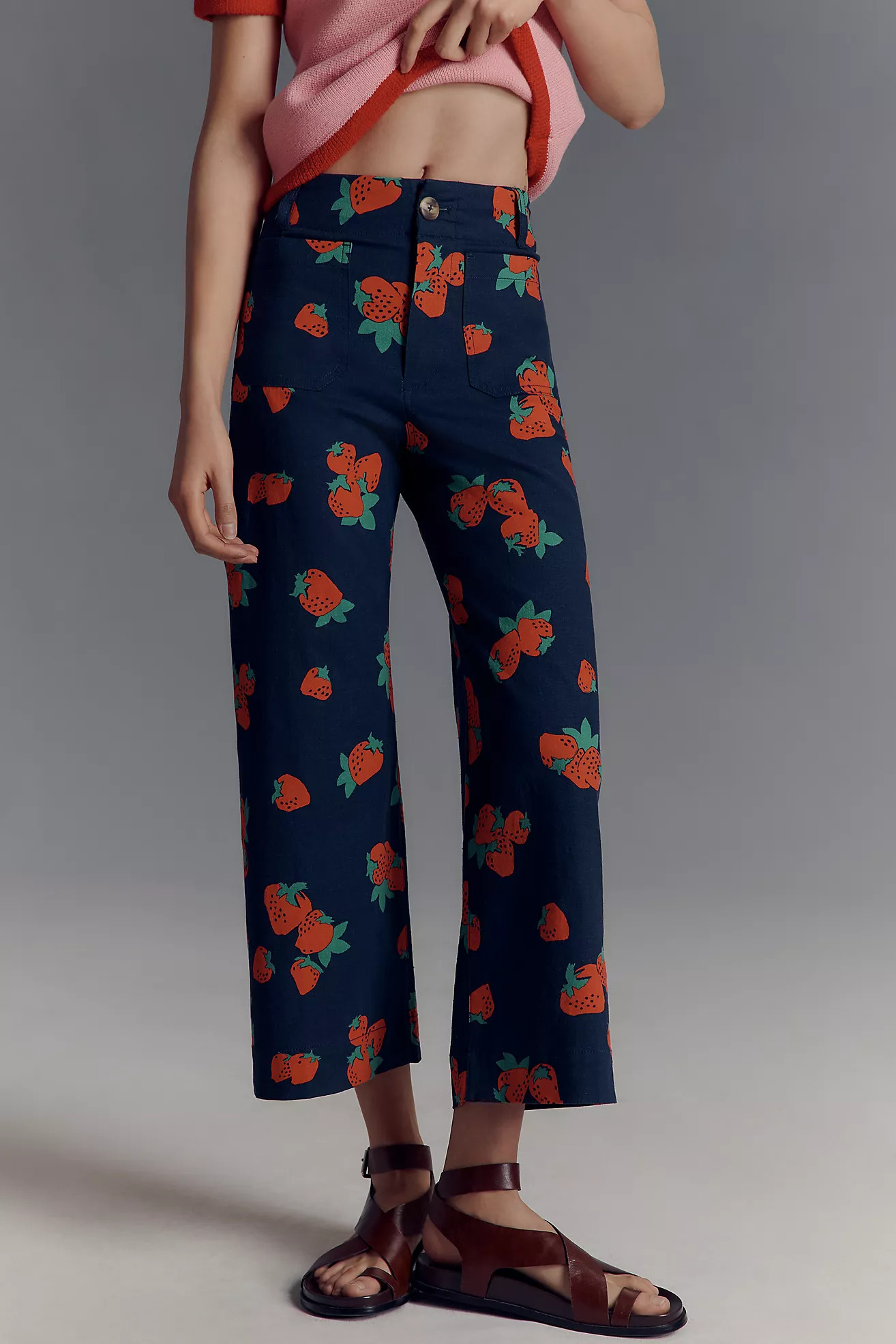 The Colette Cropped Wide-Leg Pants by Maeve: Printed Linen Edition | Anthropologie (US)