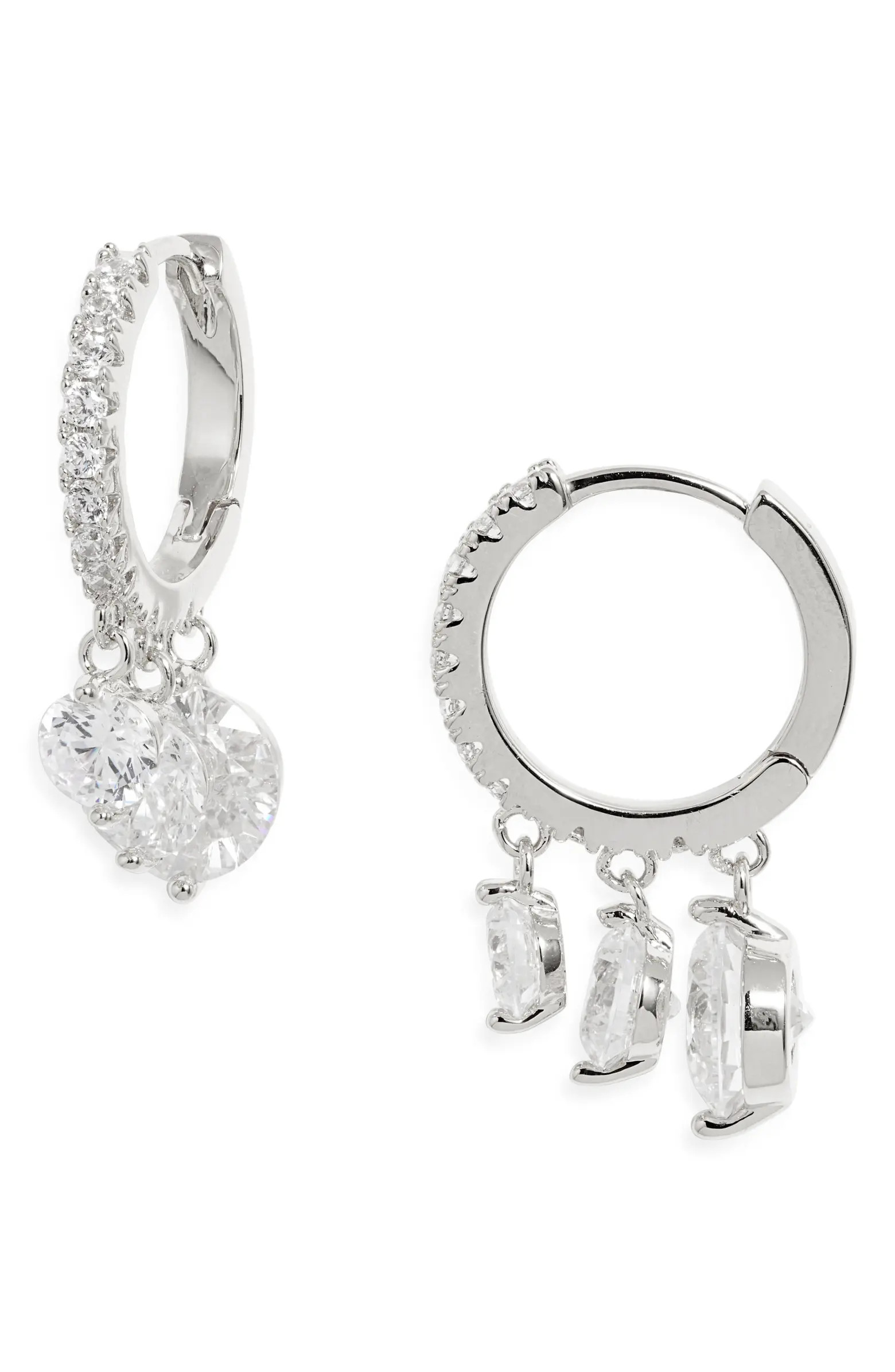 Cascading Cubic Zirconia Huggie Hoop Earrings | Nordstrom