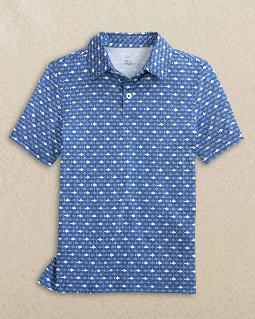 Boys Driver Fish Printed Performance Polo | Southern Tide