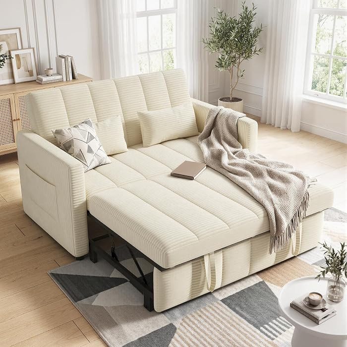Convertible Sofa Bed 3-in-1, Pull Out Sleeper Couch with Adjustable Backrest, Loveseat Sofa with ... | Amazon (US)