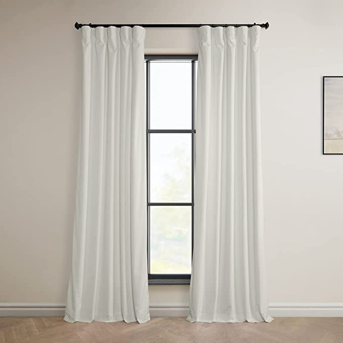 HPD Half Price Drapes VPYC-161201-84 Plush Velvet Curtain (1 Panel), 50 X 84, Pillow White | Amazon (US)