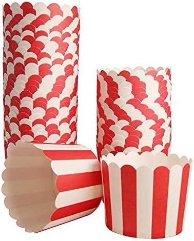 50-Pack Muffin Cups Baking Paper Cup Cupcake Muffins Liners Red and White Stripes Baking Cups, Bo... | Amazon (US)