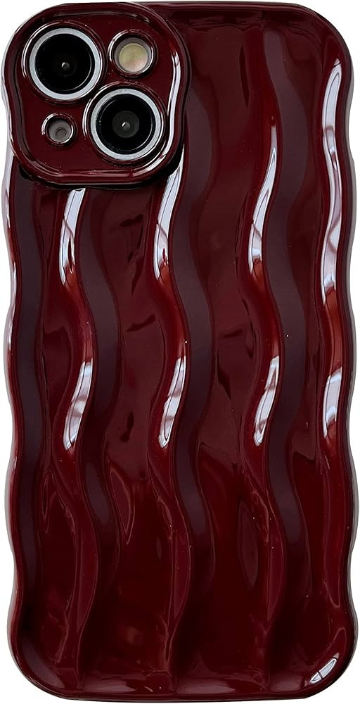 Caseative Water Ripple Pattern Curly Wave Frame Soft Compatible with iPhone Case (Red,iPhone 14 P... | Amazon (US)