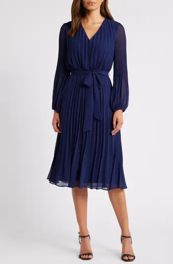 Sam Edelman Pleated Long Sleeve Dress | Nordstrom | Nordstrom