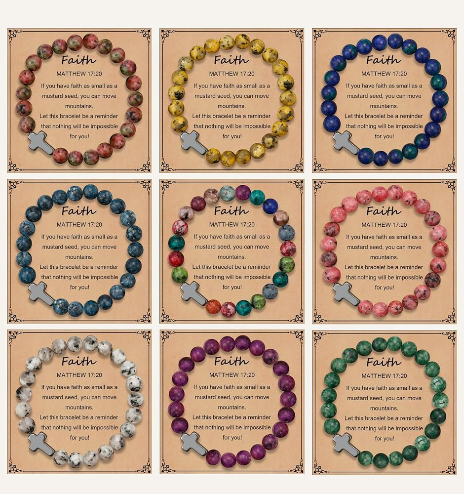 BROCC 9Pcs Cross Bracelets for Women Men Religious Cross Beaded Bracelet Christian Faith Gifts fo... | Amazon (US)