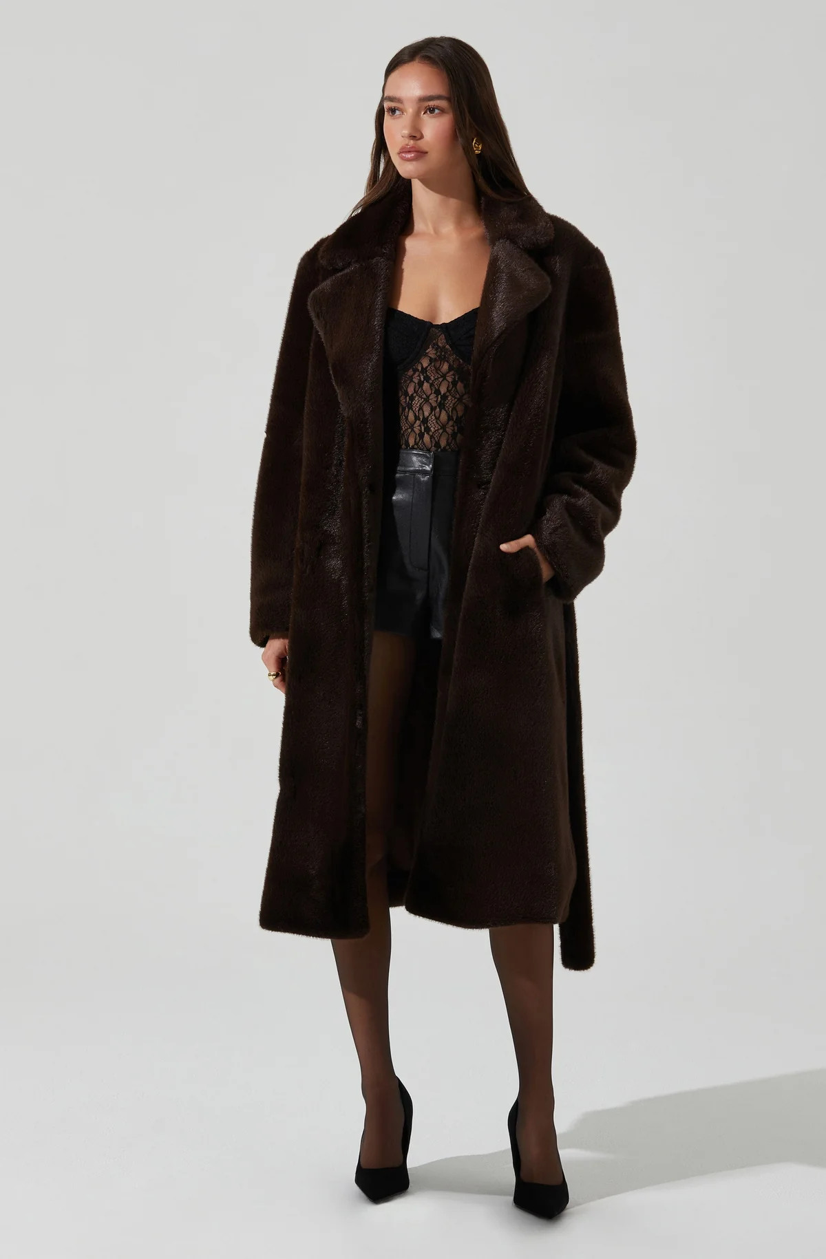 Maisie Faux Fur Longline Coat | ASTR The Label (US)