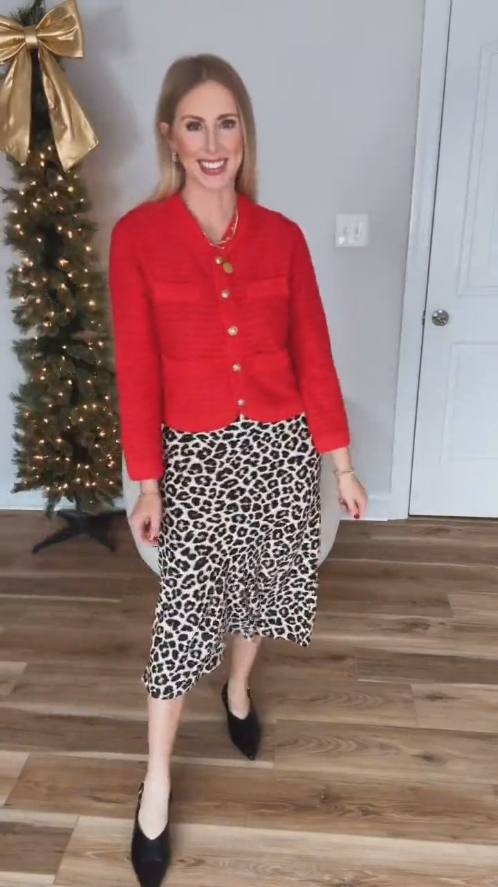 Time and tru leopard skirt, red cardigan with gold buttons, Walmart outfit 

#LTKSaleAlert #LTKHoliday #LTKFindsUnder50