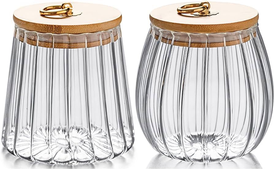 FANTESTICRYAN Small Glass Coffee Nuts Canister Airtight Storage Jar Petal Decorative Container wi... | Amazon (US)