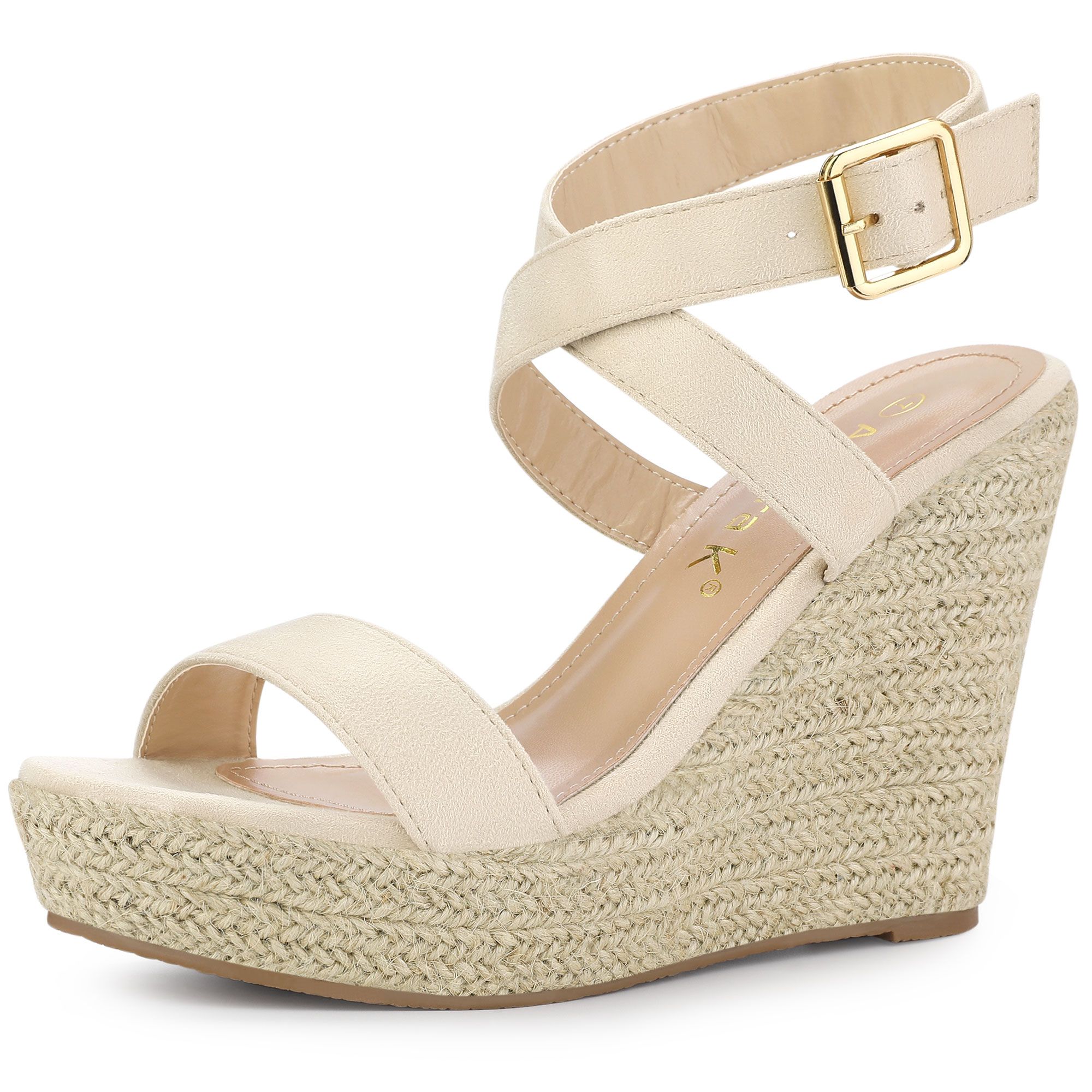 Unique Bargains Women's Slingback Crisscross Espadrille Wedge Heel Sandals - Walmart.com | Walmart (US)