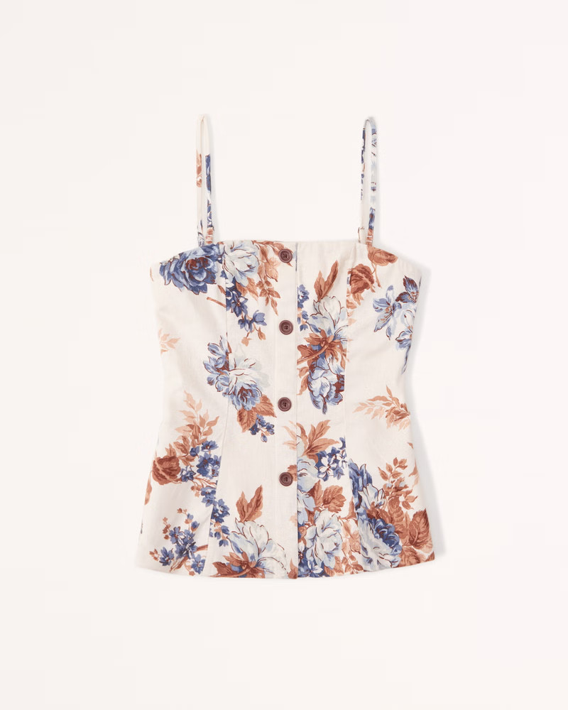Strapless Linen-Blend Set Top | Abercrombie & Fitch (US)