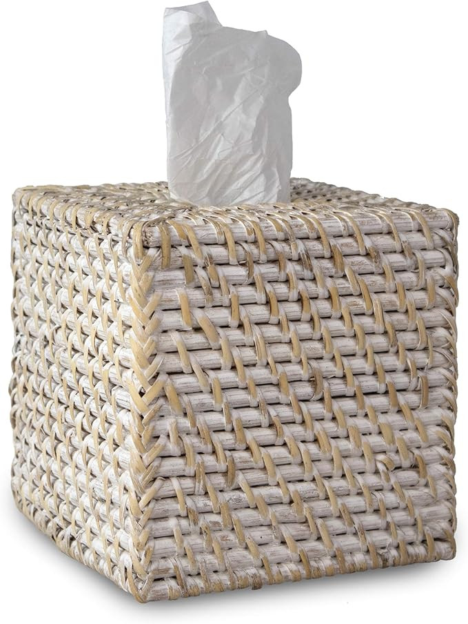 MadeTerra Woven Rattan Square Tissue Box Holder for Kitchen, Bathroom, Car | Decorative Wicker Re... | Amazon (US)