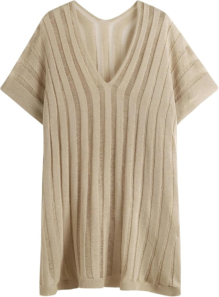 GABERLY Salida de baño de ganchillo de verano para mujer, salida de baño de canalé con huecos,... | Amazon (US)