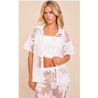 Petite White Applique Flower Shirt | PrettyLittleThing US