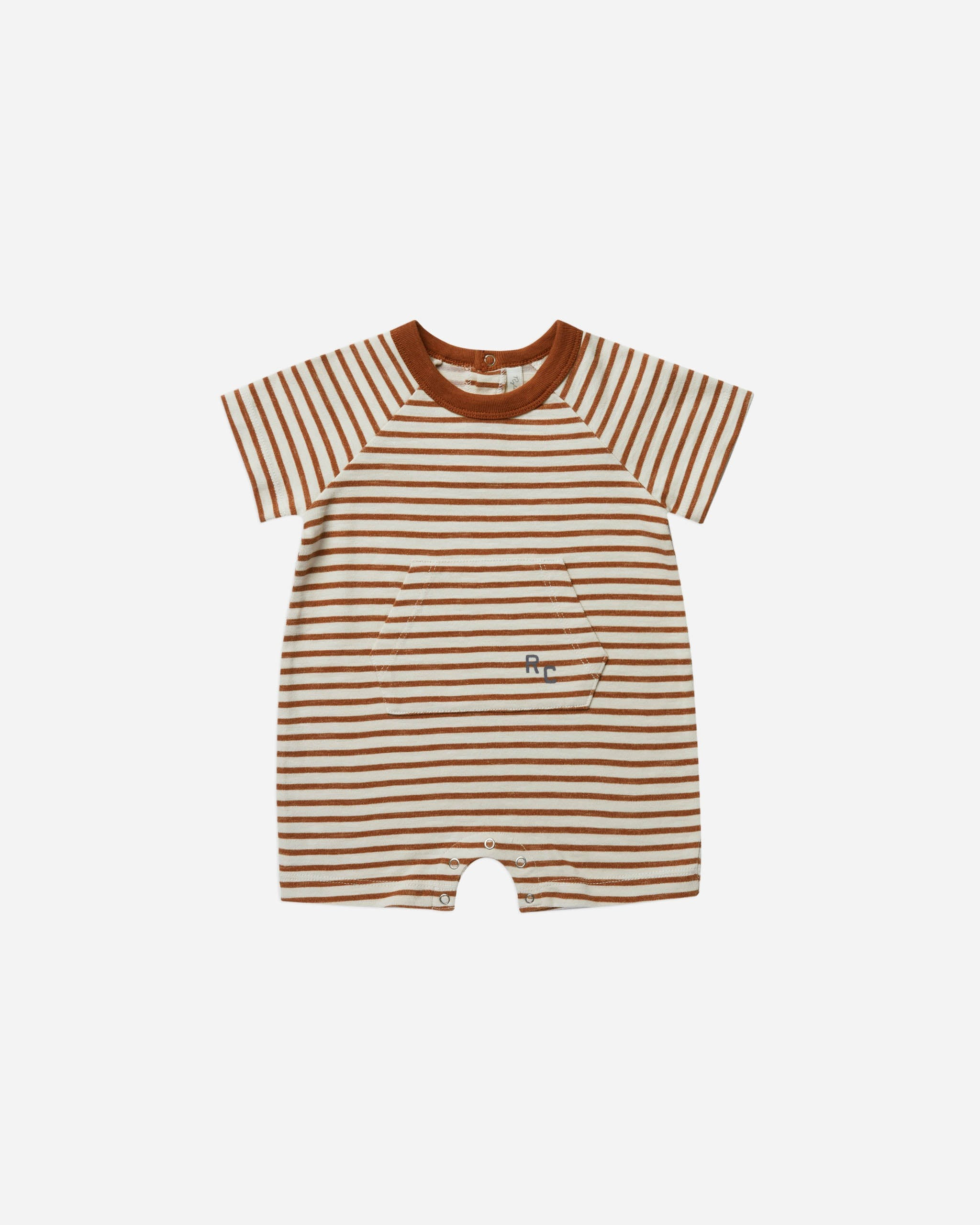 slub knit romper | rust stripe | Rylee + Cru