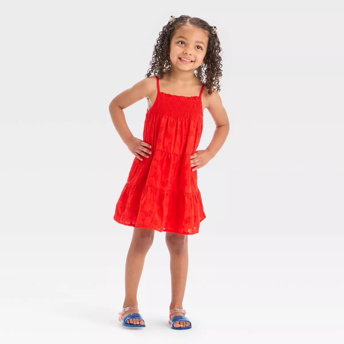 Toddler Girls' Americana Eyelet Tank Dress - Cat & Jack™ Medium Red | Target