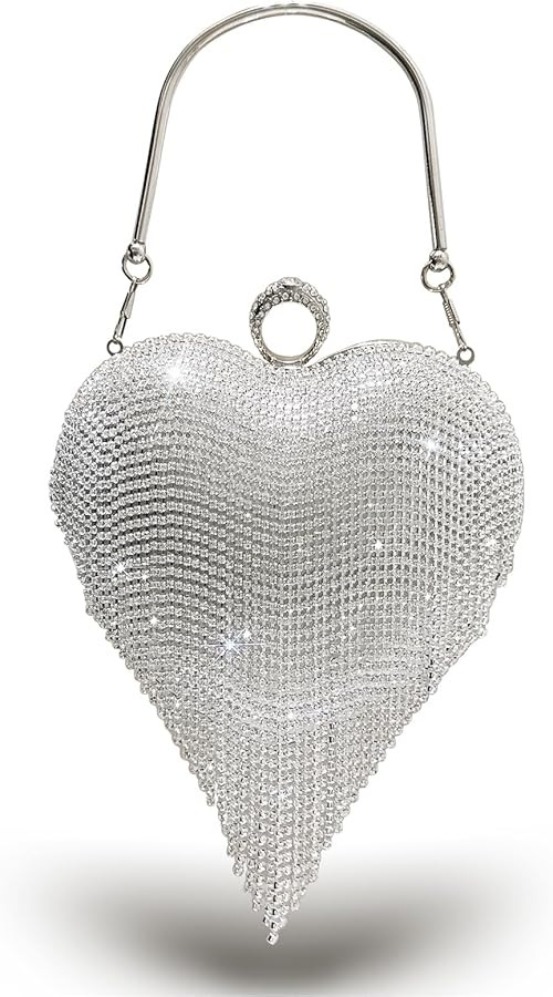 Women's Rhinestone Heart-Shaped Clutch Purse Sparkly Evening Bag for Weddings Prom Cocktail Parti... | Amazon (US)