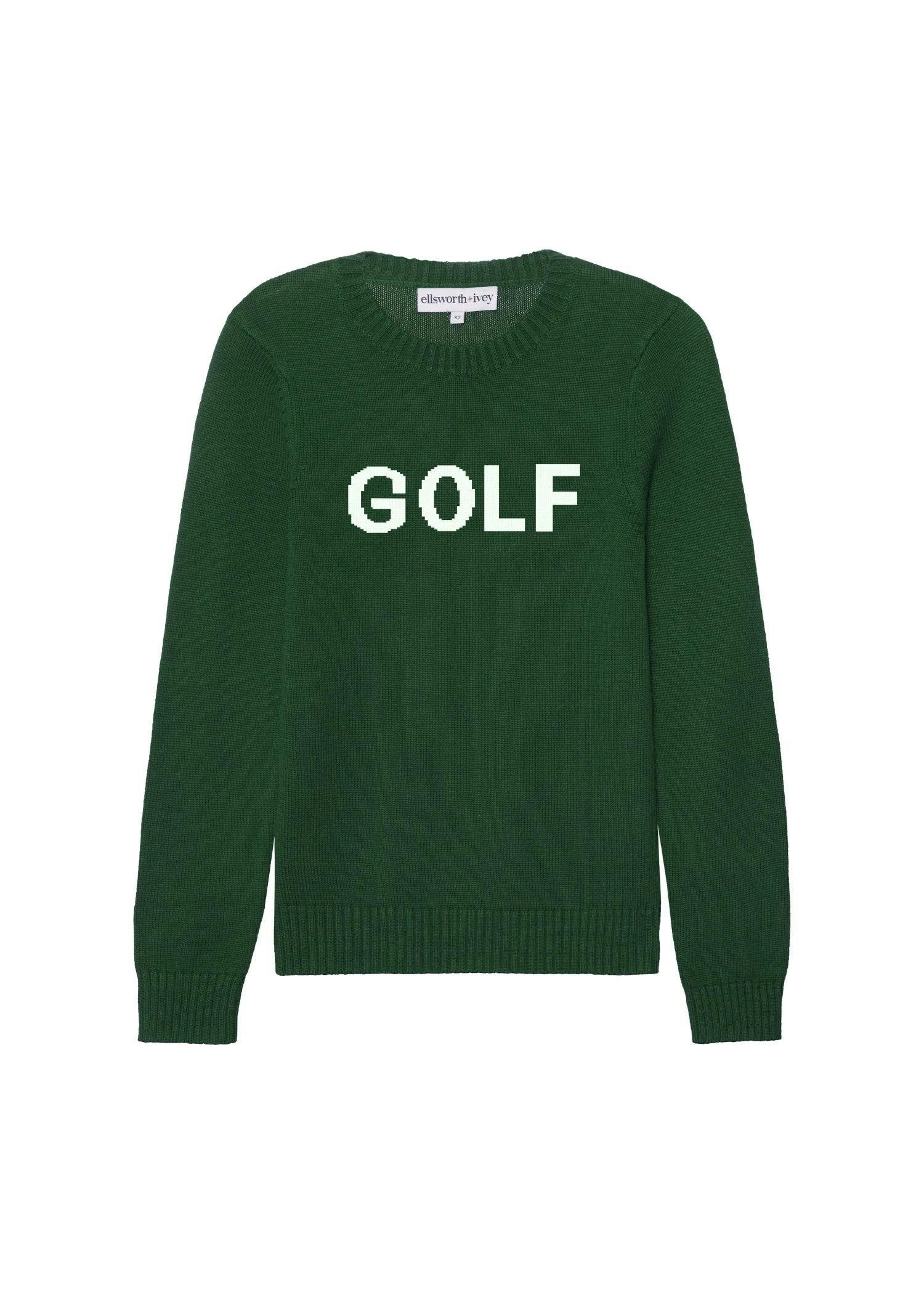 Ellsworth + Ivey | Women's Classic Crewneck - Golf | Green/Ivory | XS | Cotton/Acrylic | Adult | Maisonette | Maisonette