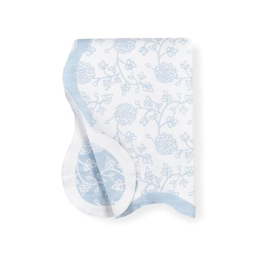 Hofdeco Premium Grandmillennial Scalloped Decorative Throw Blanket 50"x70" for Patio Couch Sofa Baby Blue Woven Dahlia | Amazon (US)