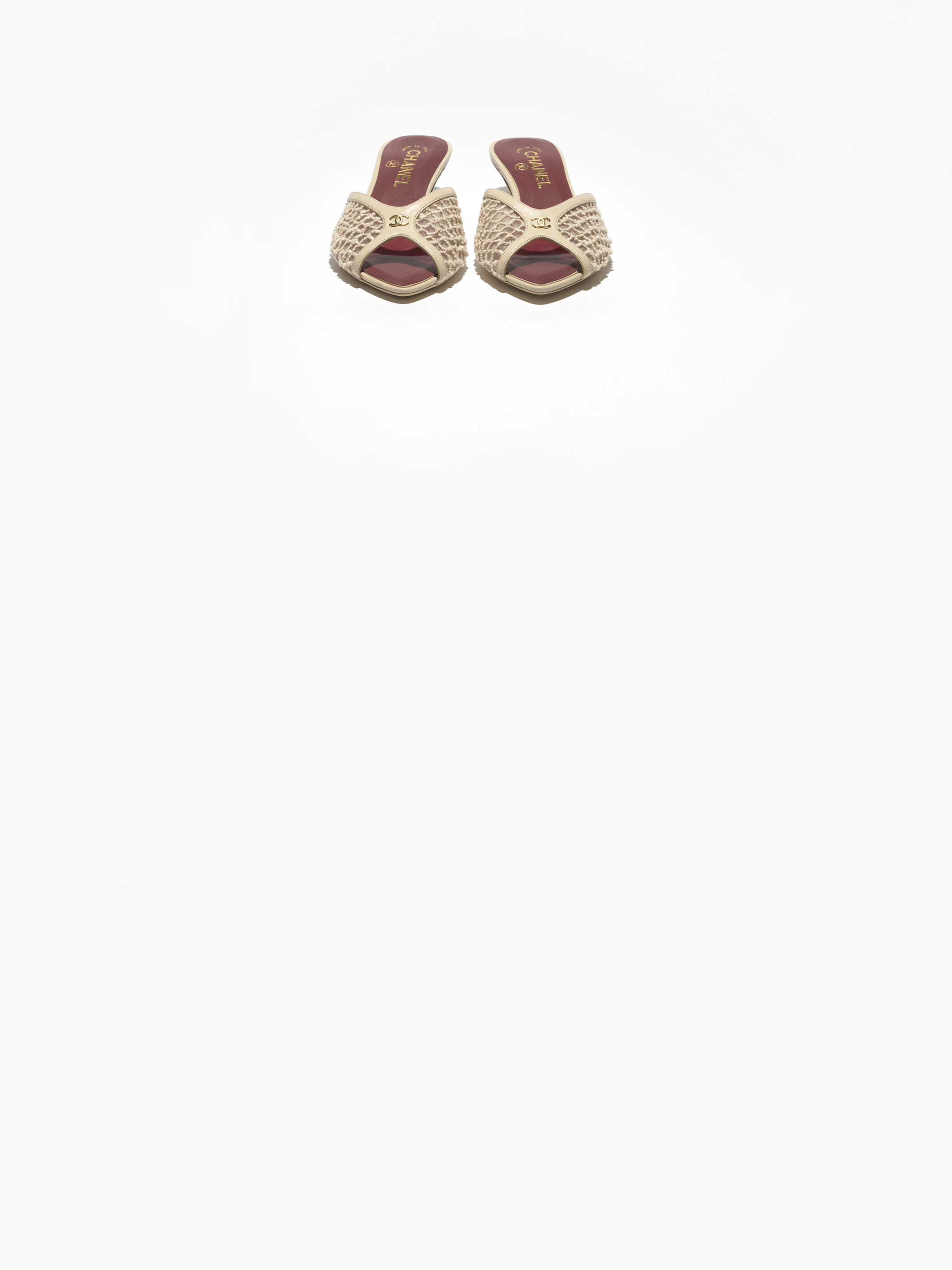 Mules - Mixed fibers, cotton & lambskin, light beige — Fashion | CHANEL | Chanel, Inc. (US)
