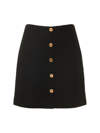 Versace - Buttoned wool twill mini skirt - Black | Luisaviaroma | Luisaviaroma