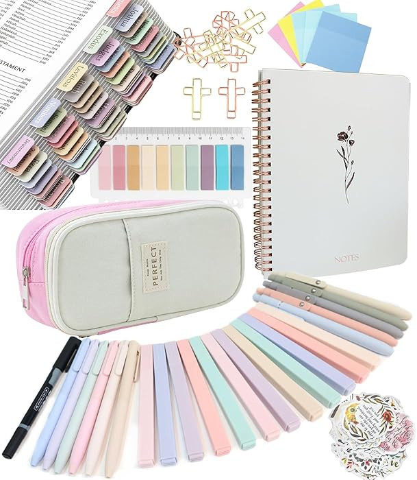 Bible Study Supplies Journaling Kit With Tabs, Highlighter, Notebook and Pen Case - Annotation Ki... | Amazon (US)