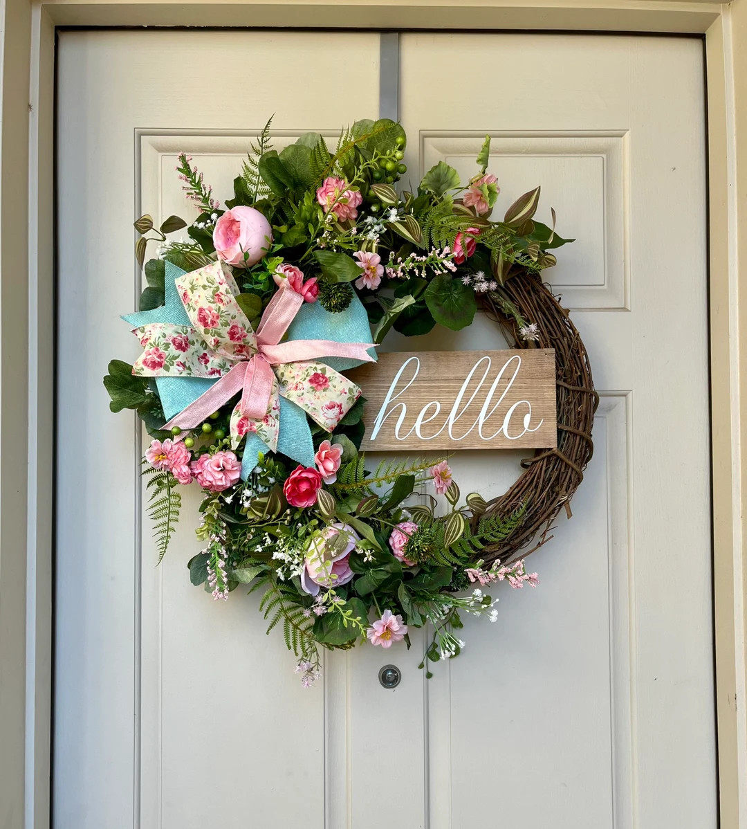 Spring wreath, Easter wreath, Front door decor, Front porch wreath, Summer wreath, Pink peony wre... | Etsy (US)