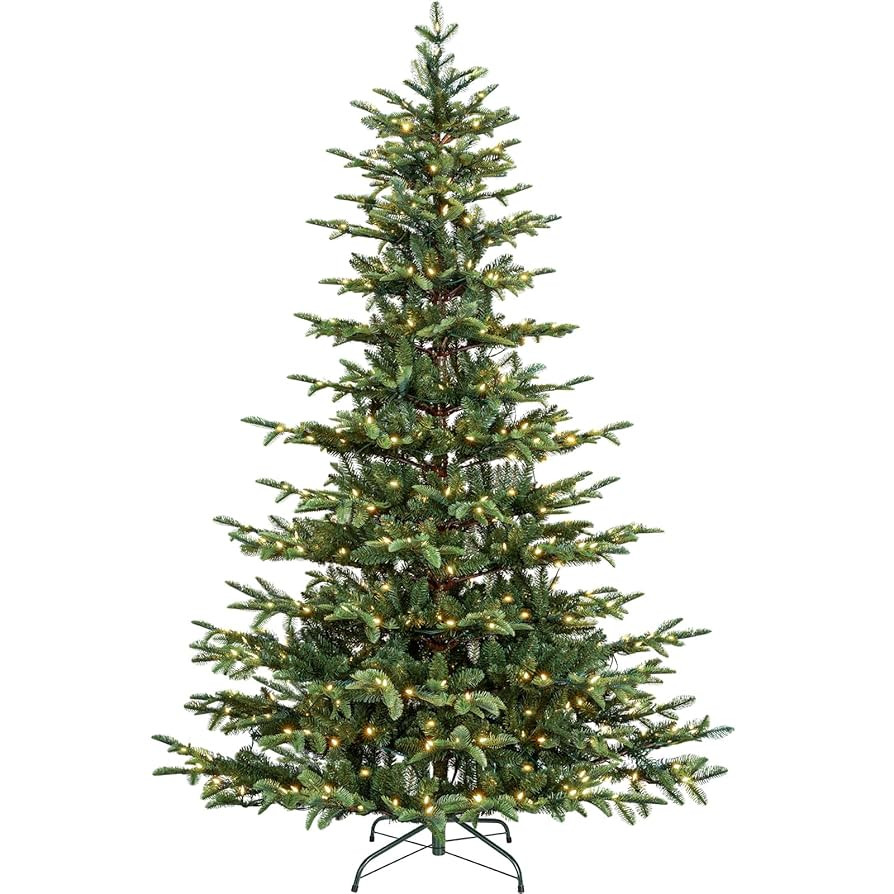 Hykolity 7.5 ft Prelit Aspen Fir Christmas Tree, Artificial Christmas Tree with 450 Warm White LE... | Amazon (US)