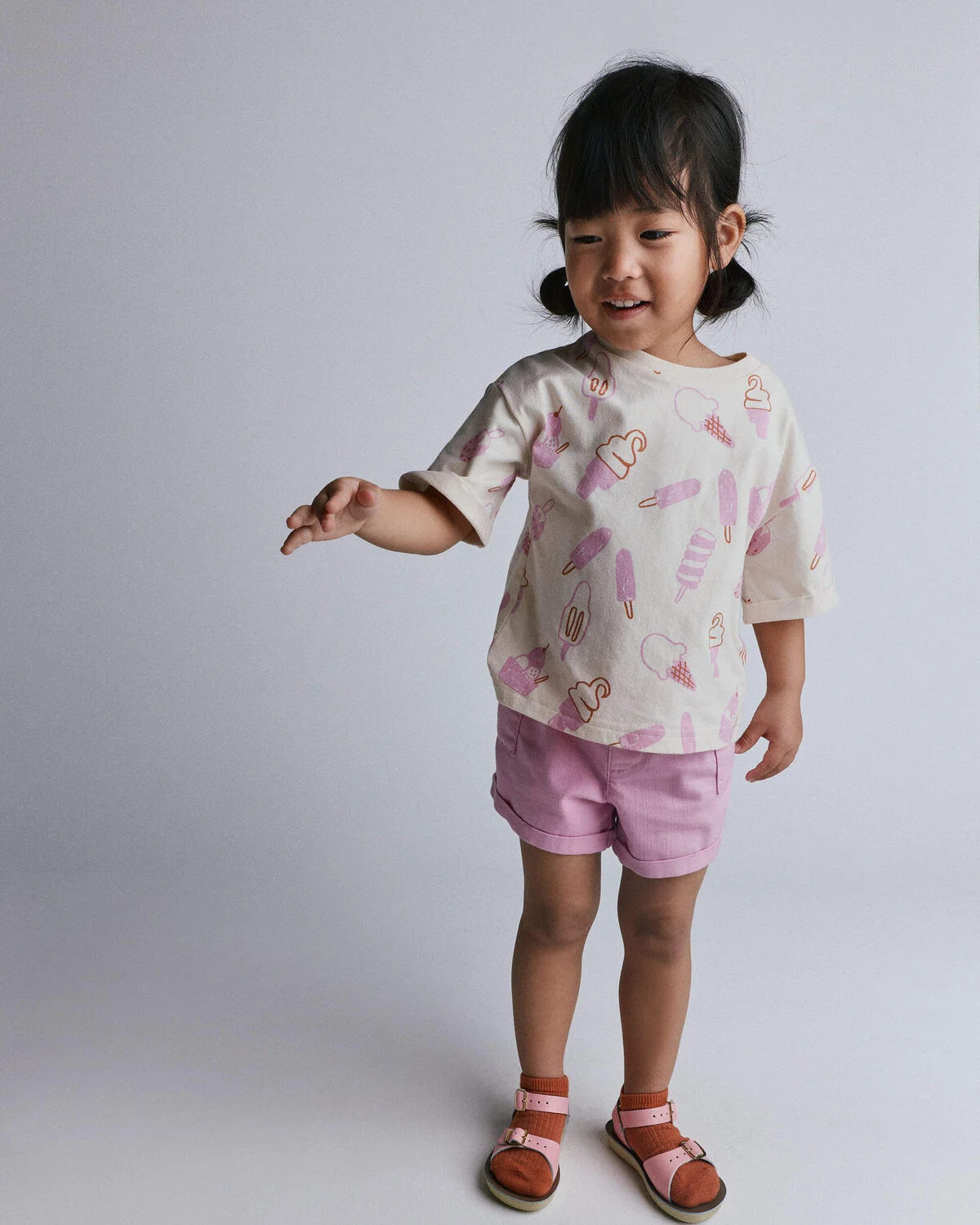 Toddler Girl Rolled Cuff Tee in Ice Cream Print - Cream - Otter Avenue | Carter's | Carter's Inc