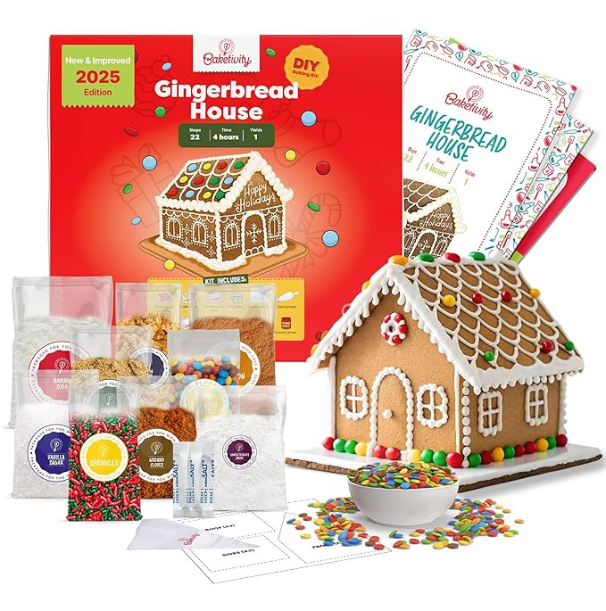 Baketivity Baking Kit Holiday Gingerbread House Kit - Bake And Build Edible Gingerbread House - C... | Amazon (US)