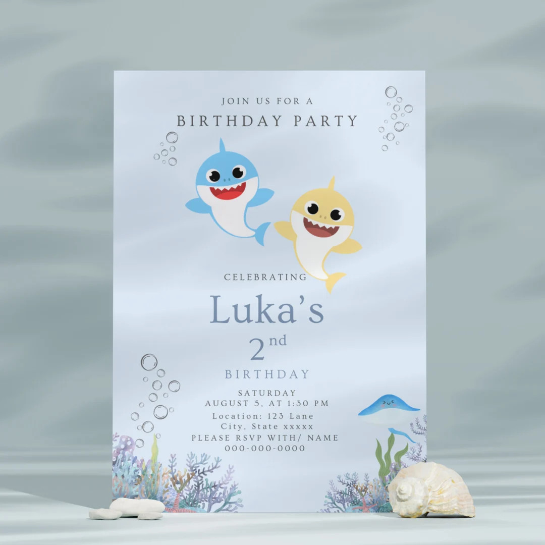 Baby Shark and Pink Fong Baby Shark Birthday Invitation Pink Fong Rainbow Birthday Birthday Invit... | Etsy (US)
