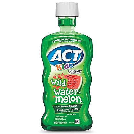 ACT Kids Anticavity Fluoride Rinse Wild Watermelon 16.9 fl. oz. Accurate Dosing Cup, Alcohol Free | Amazon (US)