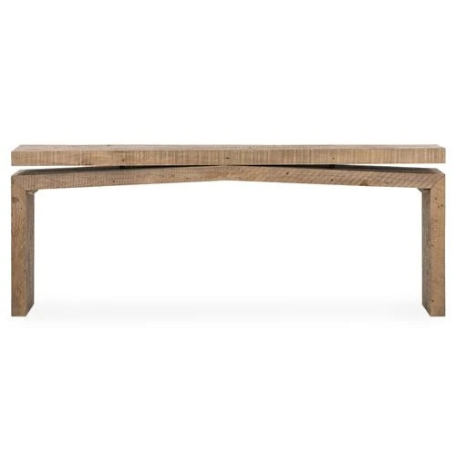 Rayan Solid Brown Reclaimed Rustic Wooden Console Table | Kathy Kuo Home