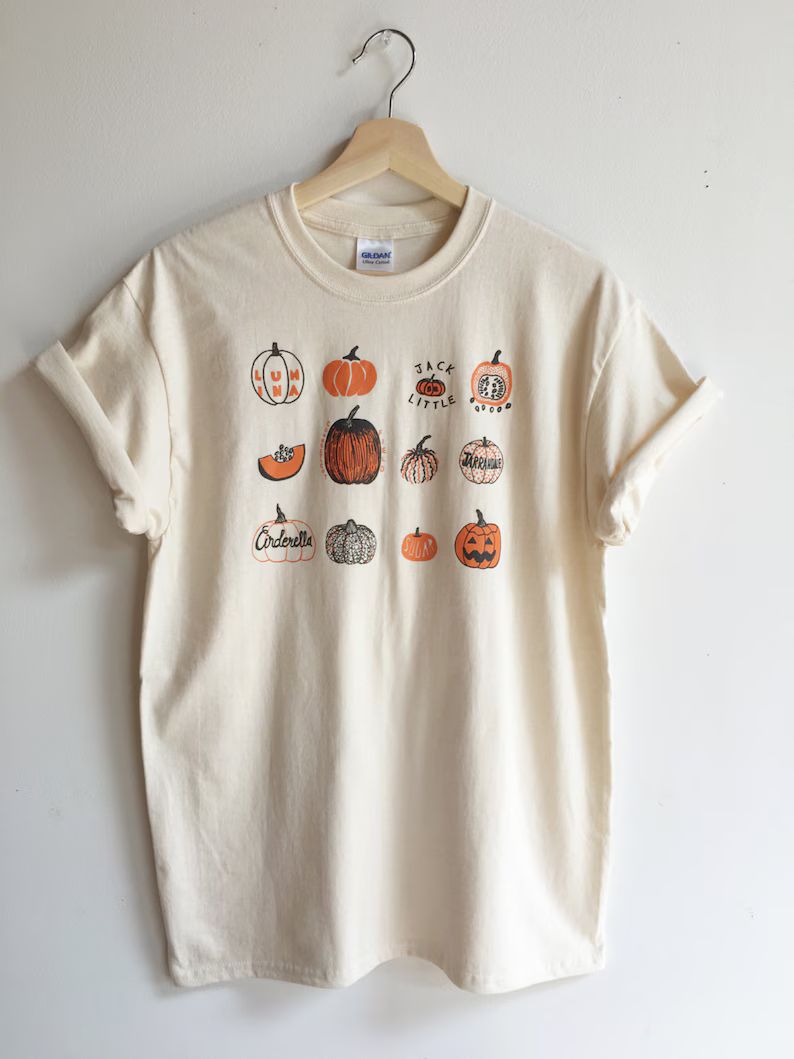 Pumpkin T-Shirt, Halloween Shirt, Screen print shirt, Foodie Gift, Clothing Gift | Etsy (US)