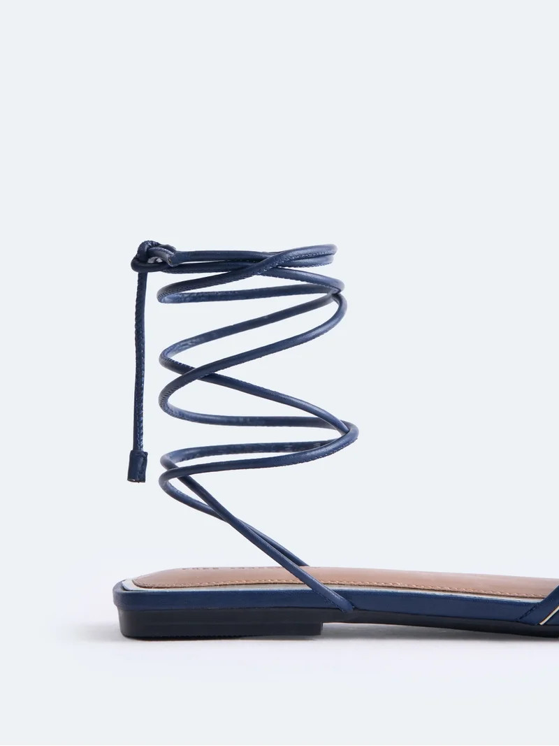 Free Assembly Women's Woven Wrap Slide Flats | Walmart (US)