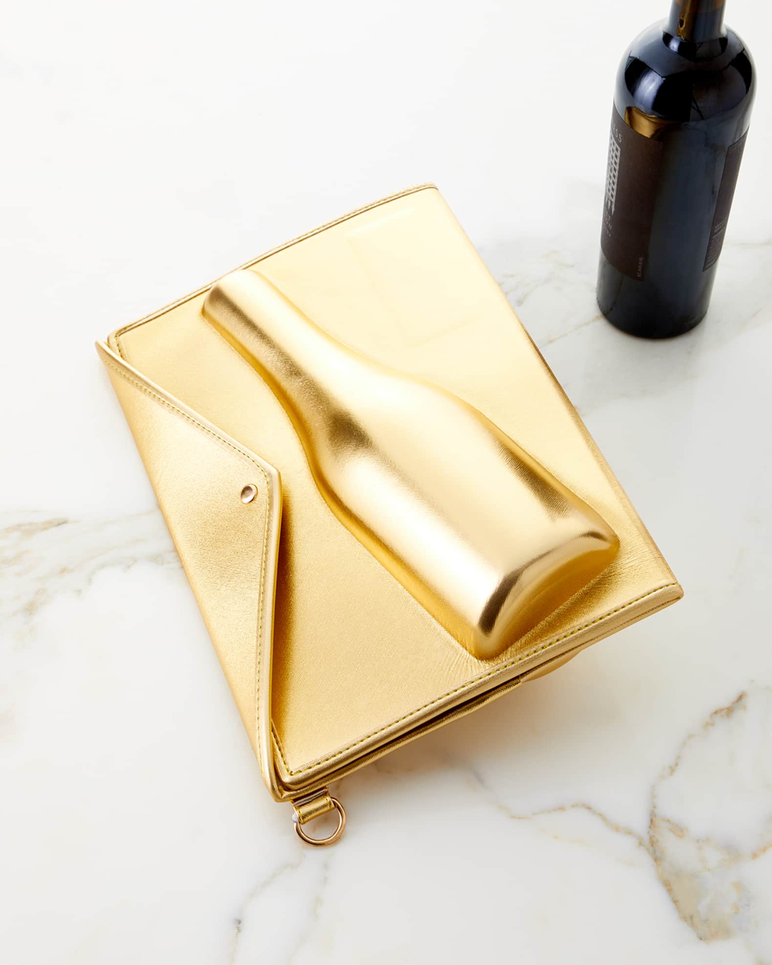 Large Gold Champagne Clutch | Neiman Marcus